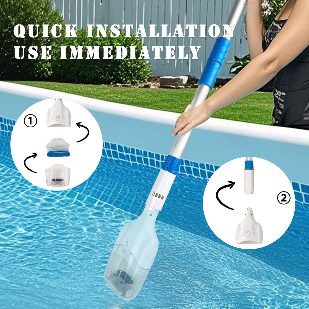 Handheld Spa Vacuum, 4 AA Battery Powered, Gentle Suction, 0.65L Filter, 60-Min Runtime, Ideal for Hot Tubs & Spas, Max Water Depth 3m, Affordable Cleaning Solution