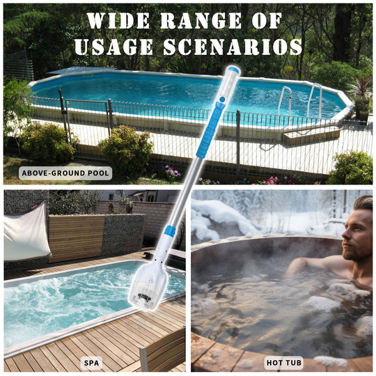 Handheld Spa Vacuum, 4 AA Battery Powered, Gentle Suction, 0.65L Filter, 60-Min Runtime, Ideal for Hot Tubs & Spas, Max Water Depth 3m, Affordable Cleaning Solution