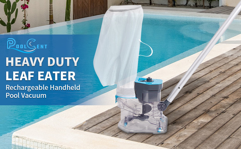 Leaf Eater, Heavy-Duty Cordless Pool Vacuum Cleaner with Dual Filter Bags, 24 GPM Powerful Suction, Rechargeable, for All Pool Types (Pole Not Included)