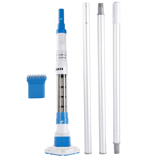 Handheld Pool/Spa Vacuum with Replaceable Brush Head, Telescopic Poles, Cordless & Rechargeable, Ideal for Hot Tubs and Above-Ground Pools