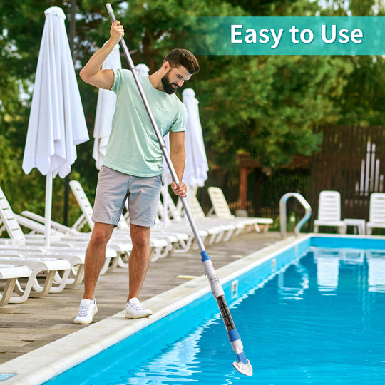 Handheld Pool/Spa Vacuum with Replaceable Brush Head, Telescopic Poles, Cordless & Rechargeable, Ideal for Hot Tubs and Above-Ground Pools