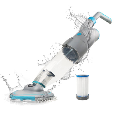 Cordless Handheld Pool Vacuum, 2-Speed Cleaning Mode, Rechargeable, Powerful Suction, Dual Filter System, Perfect for All Pool Types, Spas, Hot Tubs (Pole Not Included)