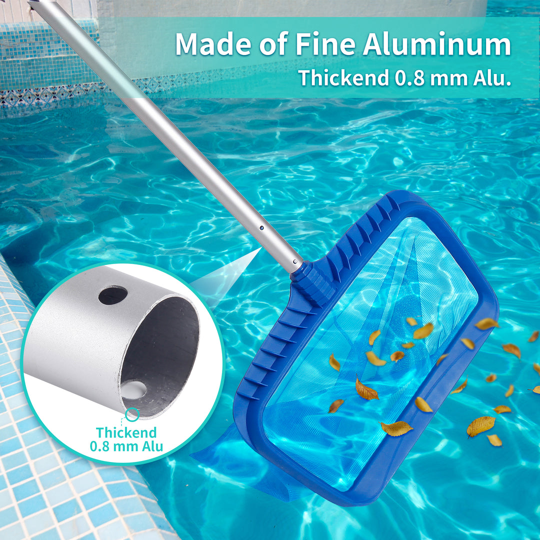 7.7FT Professional Aluminum Telescopic Swimming Pool Pole, 0.8mm Thickness, 1-1/4" Diameter for Skimmer Net, Brush, Vacuum Head