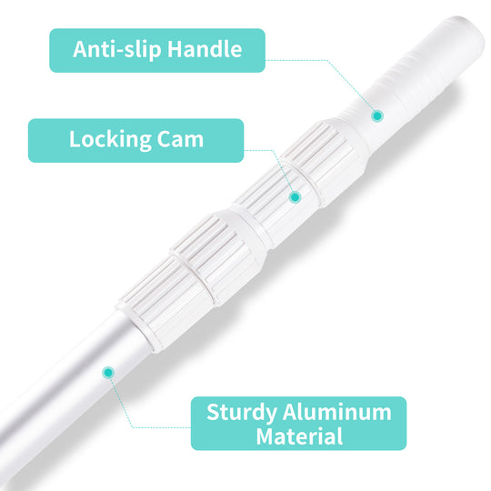 Professional Aluminum Telescopic Swimming Pool Pole, 0.8mm Thickness, 1-1/4" Diameter for Skimmer Net, Brush, Vacuum Head （B2B）