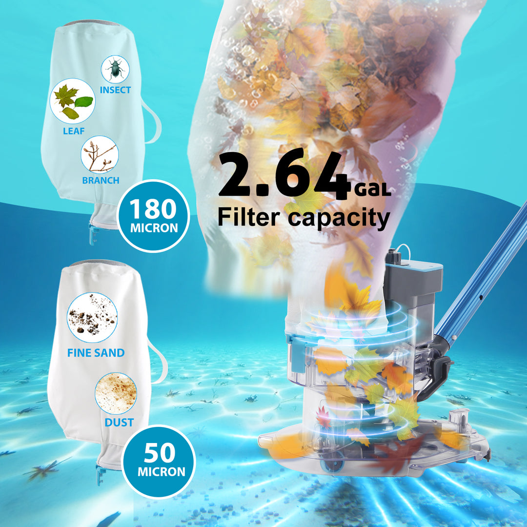 Leaf Eater Plus, Heavy-Duty Cordless Pool Vacuum, Ultra Strong Suction, 3 in 1 Cleaning Solution – Deep, Shallow & Surface Skimmer, Perfect for All Pool Types (Pole Not Included)