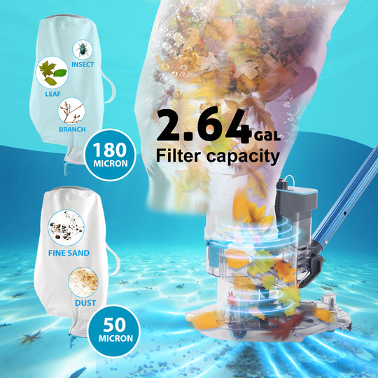 Leaf Eater Plus, Heavy-Duty Cordless Pool Vacuum, Ultra Strong Suction, 3 in 1 Cleaning Solution – Deep, Shallow & Surface Skimmer, Perfect for All Pool Types (Pole Not Included)